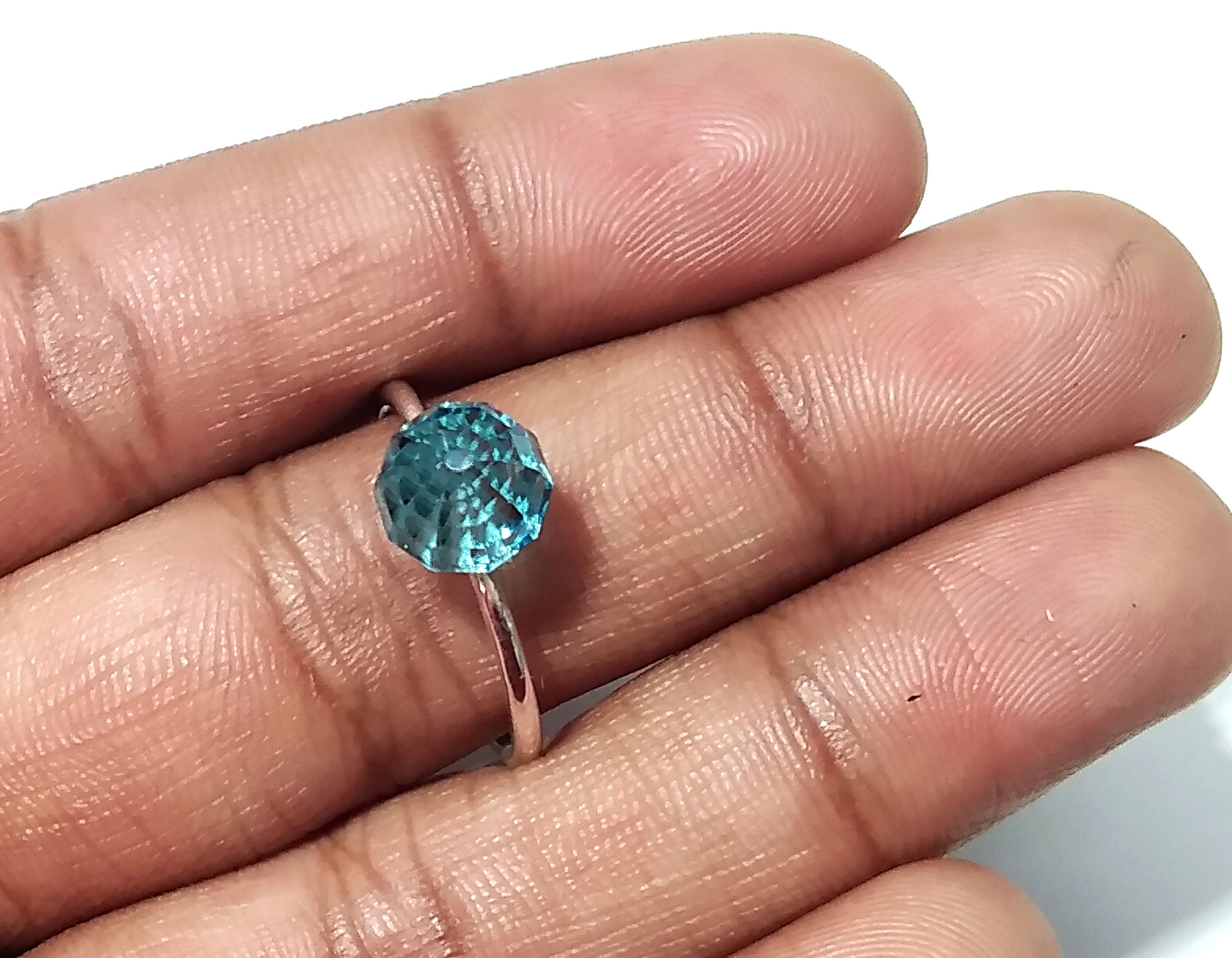 Natural Blue Topaz Faceted Ring, Gemstone Drop Shape Ring, 925 Solid Sterling Silver Jewelry, Handmade Ring, For Girls & Women Rings